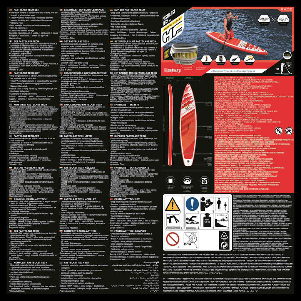 Bestway Set da SUP Gonfiabile Hydro-Force Fastblast Tech 381x76x15 cm 93117