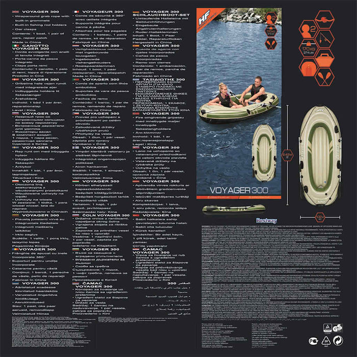 Bestway Gommone Gonfiabile Hydro Force Voyager 300 243x102 cm 92903