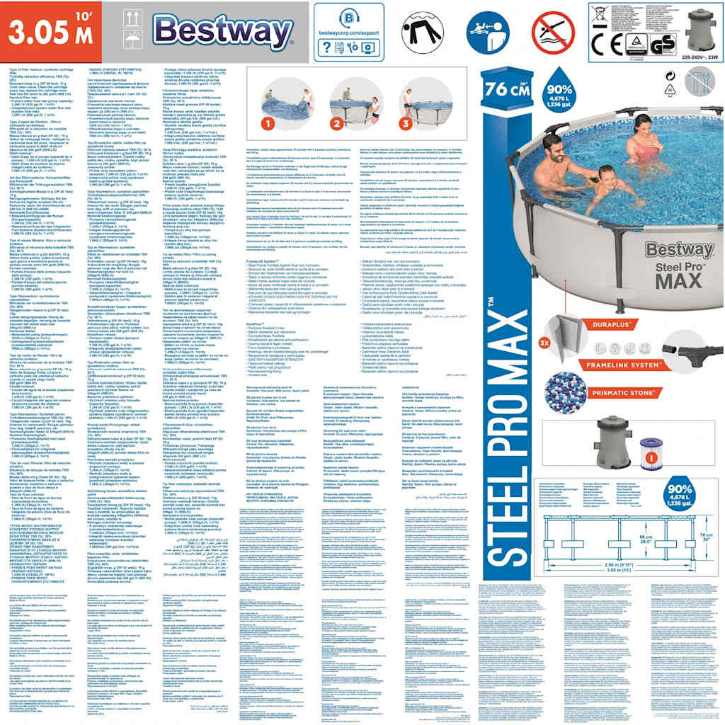 Bestway Set Piscina Steel Pro MAX 305x76 cm 92834