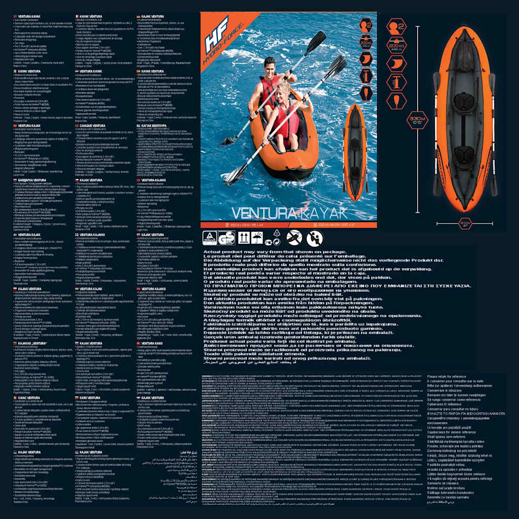 Bestway Kayak Gonfiabile Hydro-Force Ventura X2 330x86 cm 92919