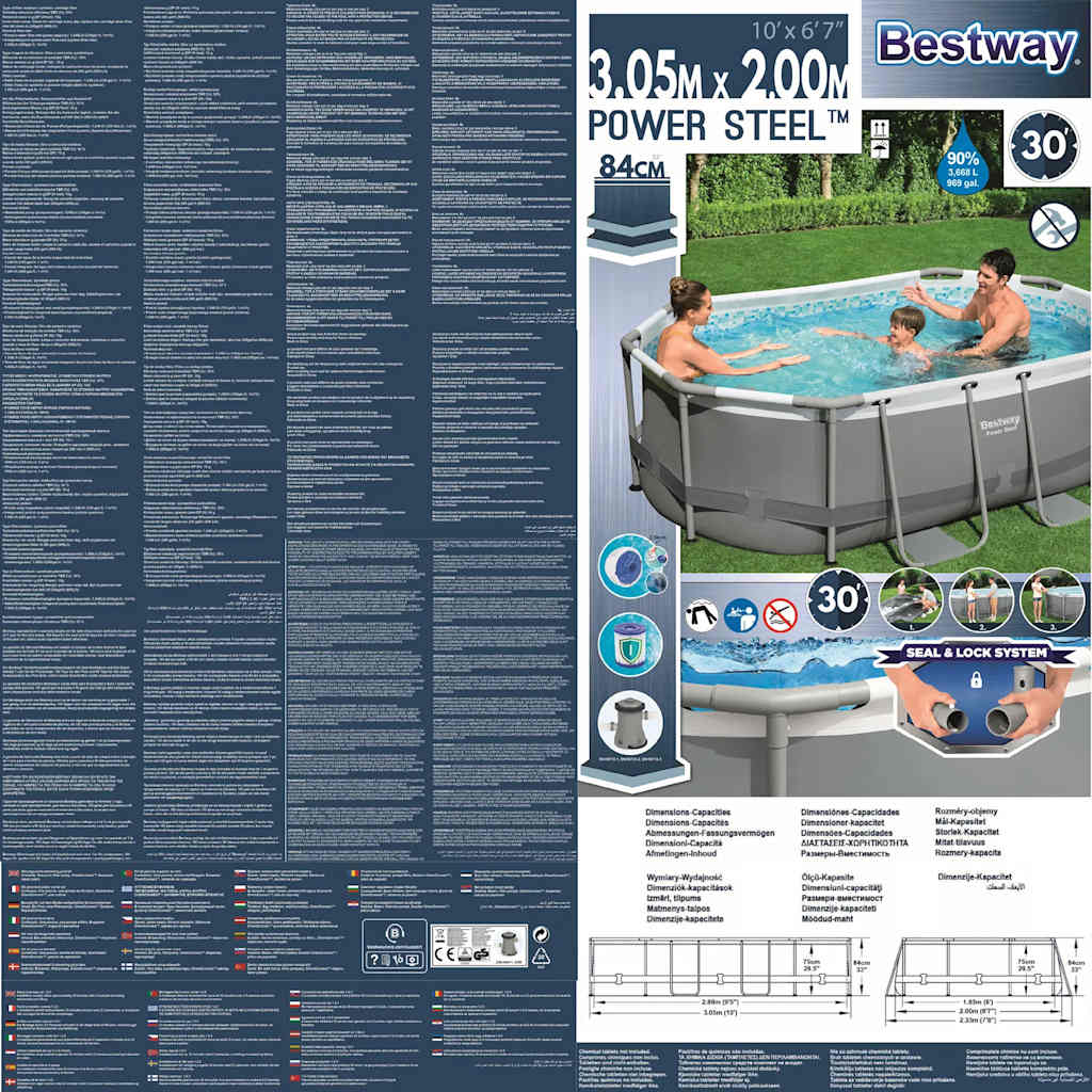 Bestway Piscina Fuori Terra Ovale Power Steel 305x200x84 cm 92857