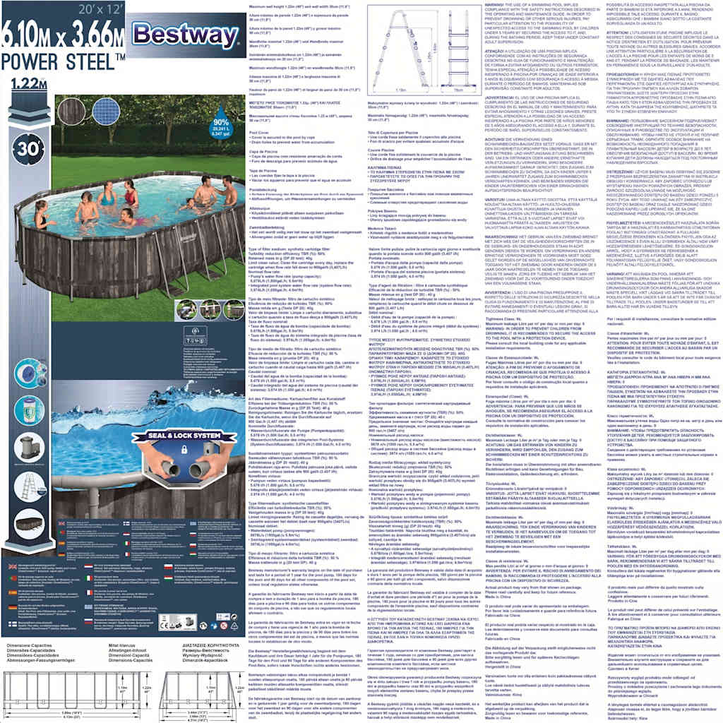 Bestway Set Piscina Ovale Power Steel 488x305x107 cm 92860