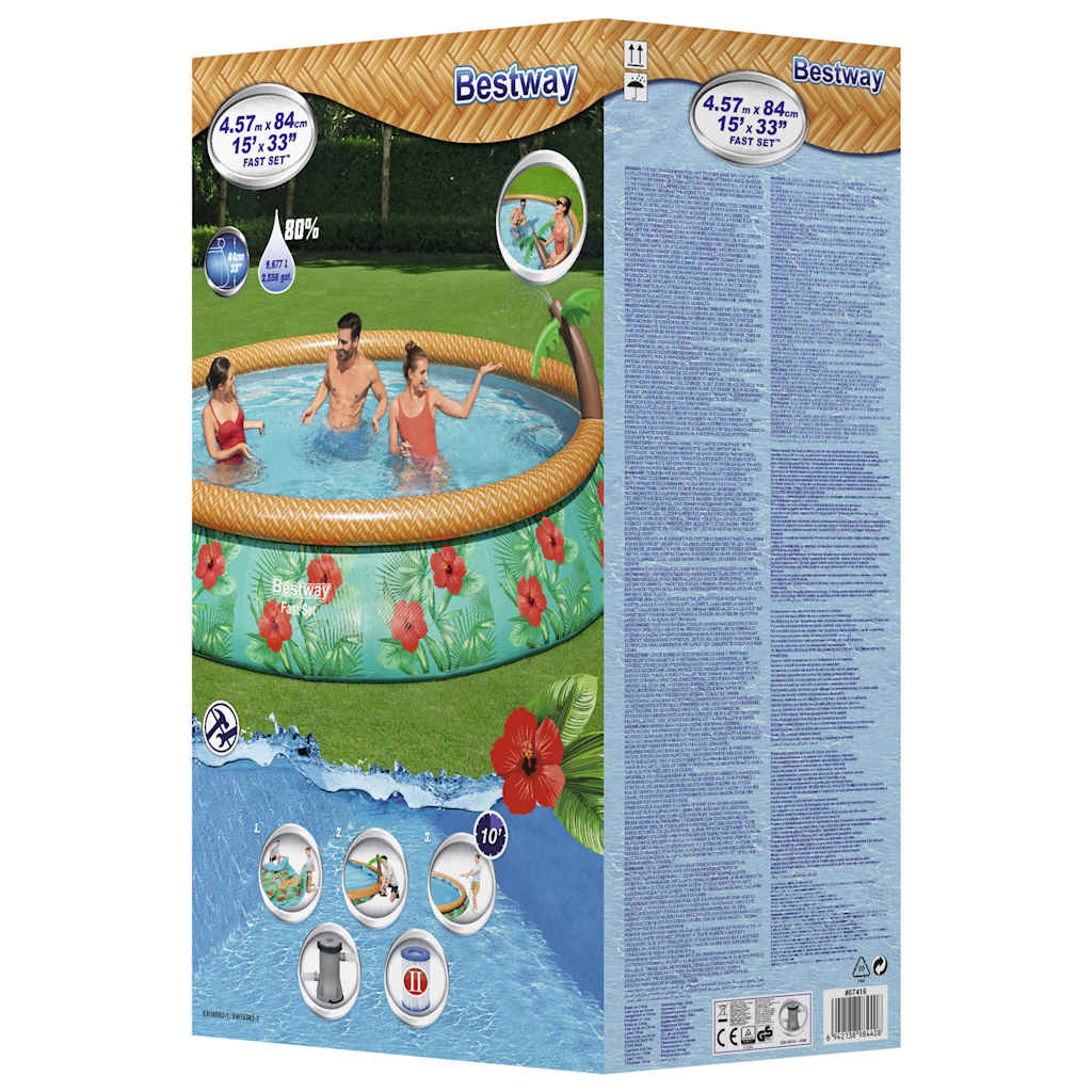 Bestway Fast Set Piscina Gonfiabile Paradise Palms 457x84 cm 92846