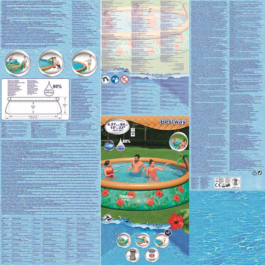 Bestway Fast Set Piscina Gonfiabile Paradise Palms 457x84 cm 92846