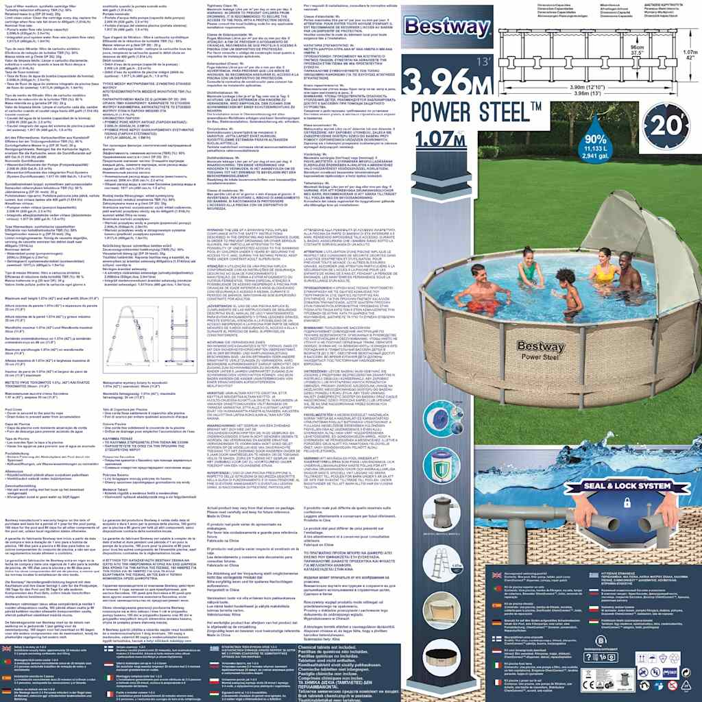 Bestway Set Piscina con Tettoia Power Steel 396x107 cm 92864