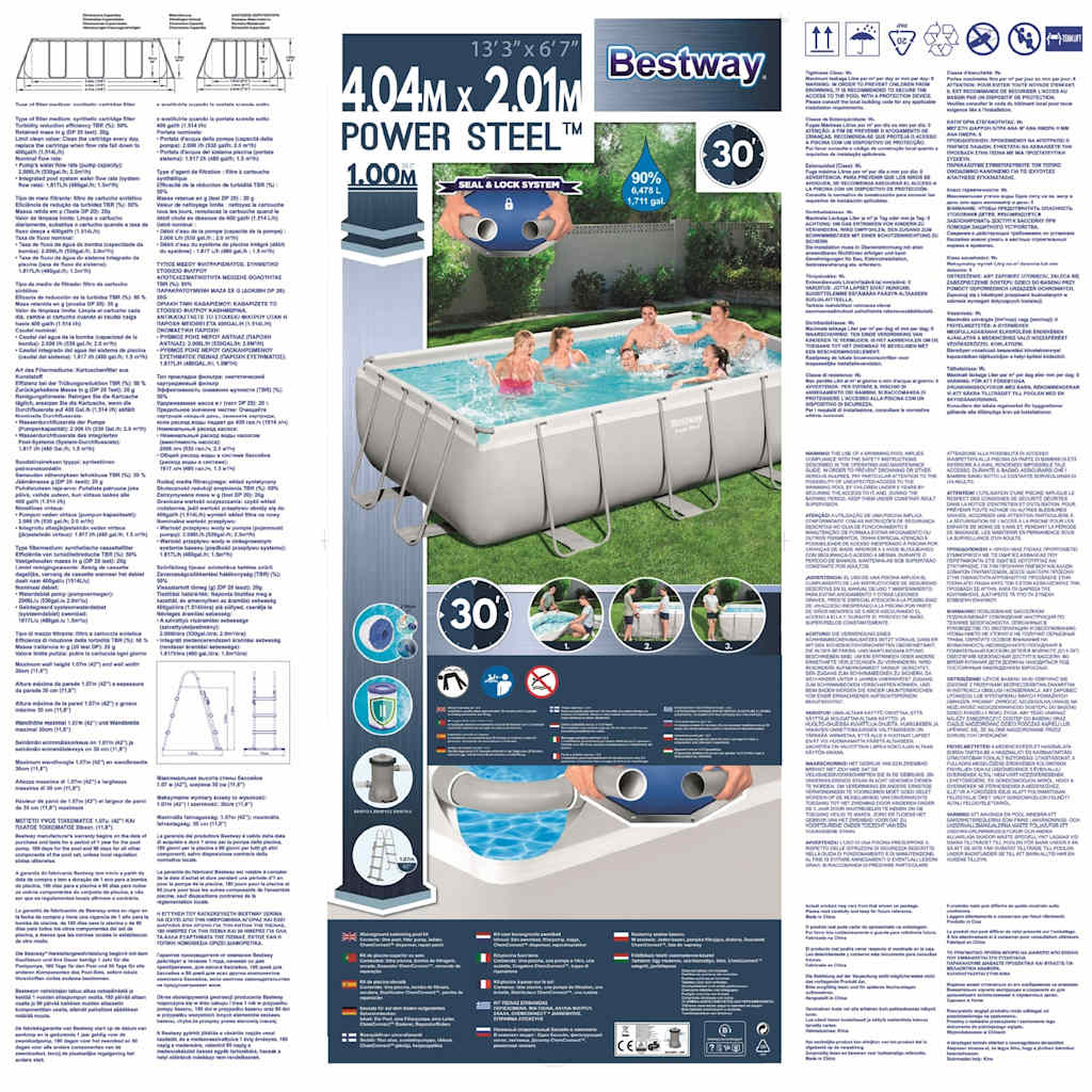 Bestway Power Steel Set Piscina Rettangolare 404x201x100 cm 92816