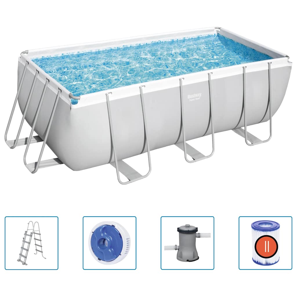 Bestway Set Piscina Power Steel Rettangolare 412x201x122 cm 92823
