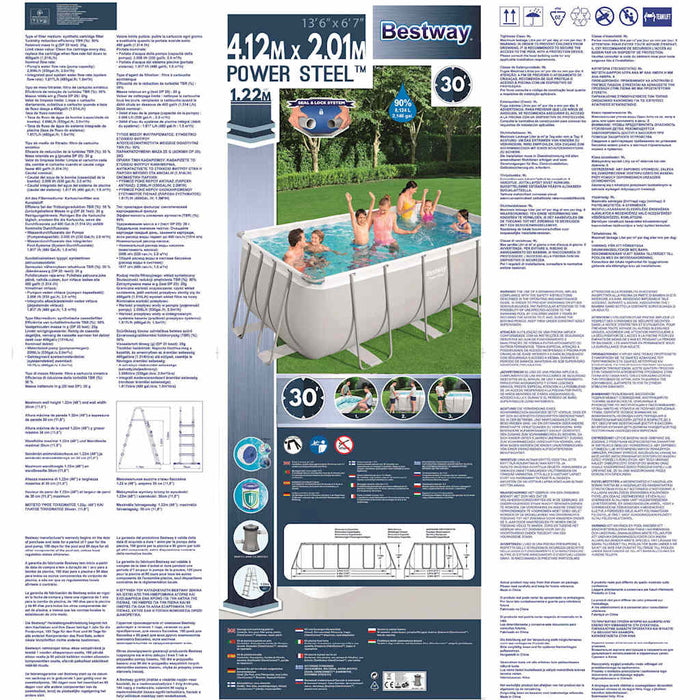 Bestway Set Piscina Power Steel Rettangolare 412x201x122 cm 92823