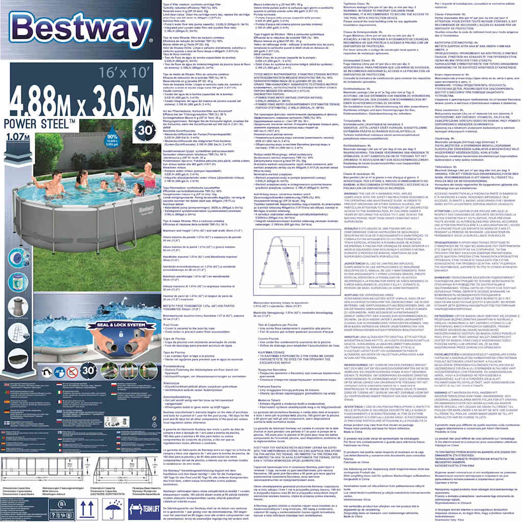 Bestway Set Piscina Ovale Power Steel 488x305x107 cm 92818
