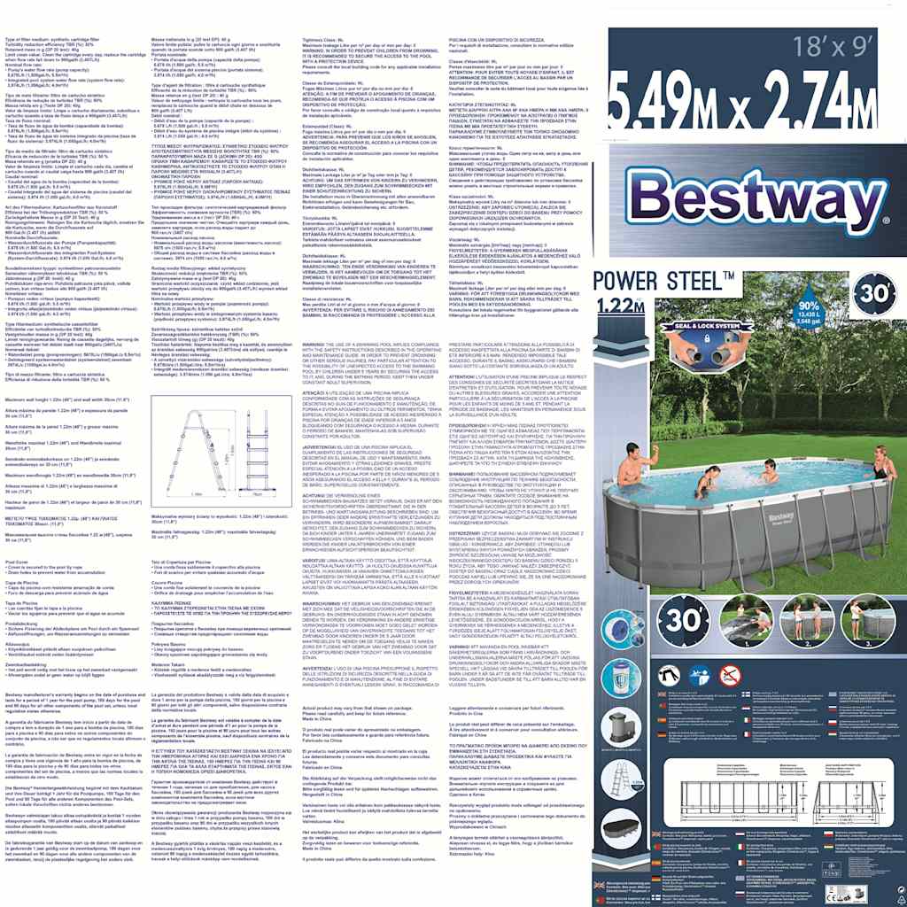 Bestway Piscina Fuori Terra Ovale Power Steel 549x274x122 cm 92826