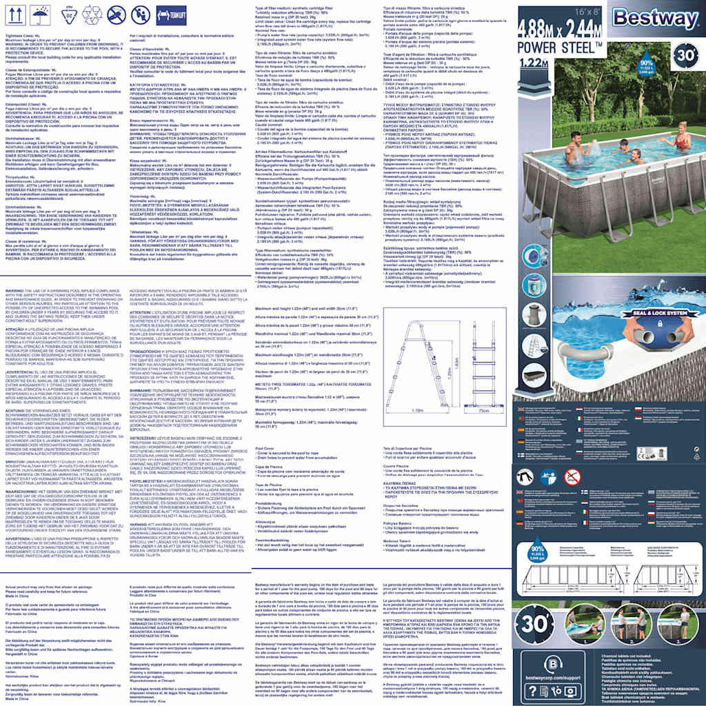 Bestway Power Steel Set Piscina Rettangolare 488x244x122 cm 92865