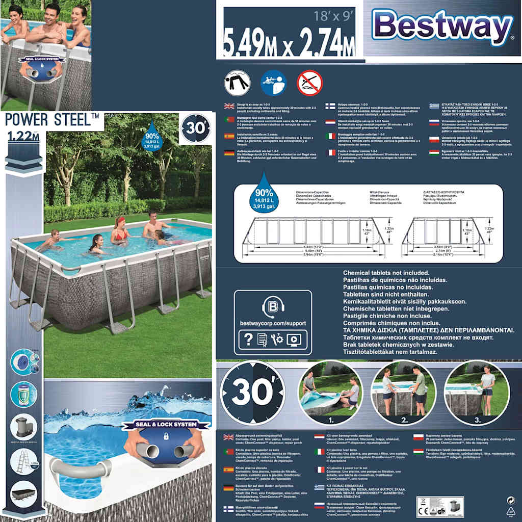 Bestway Power Steel Set Piscina Rettangolare 549x274x122 cm 92866