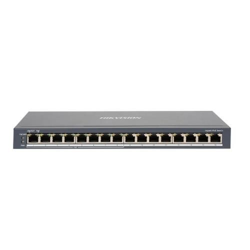 Switch hikvision 8 gigabit poe ports, 8 gigabit rj45, 802.3af/at, poe power budget 110w, soho - ds-3e0516p-o