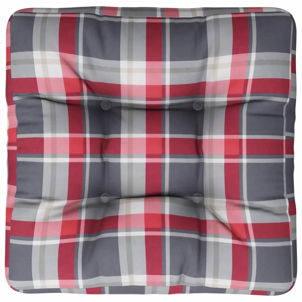 Cuscino per Pallet a Quadri Rossi 50x50x12 cm in Tessuto 360438
