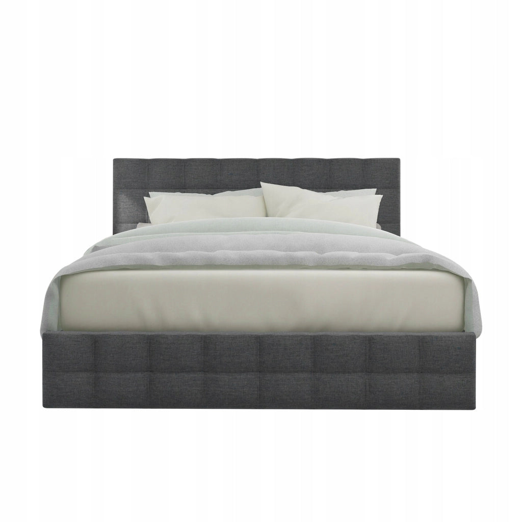 Letto singolo con 4 cassetti e testiera regolabile - Xylo - 140x200 cm - Grigio