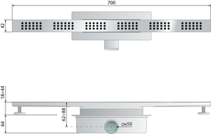 CANALINA IN ABS MINIFLOW SQUARES C- L. 700 Squares C- TEA- pezzi 1