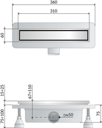CANALINA IN ABS NANOFLOW PER DOCCE A PAVIMENTO- L. 300- TEA- pezzi 1