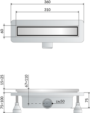 CANALINA IN ABS NANOFLOW PER DOCCE A PAVIMENTO- L. 300- TEA- pezzi 1