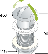 PILETTA IN OTTONE CON TAPPO GIREVOLE TROTTER- D. 63 x 11/4- TEA- pezzi 1