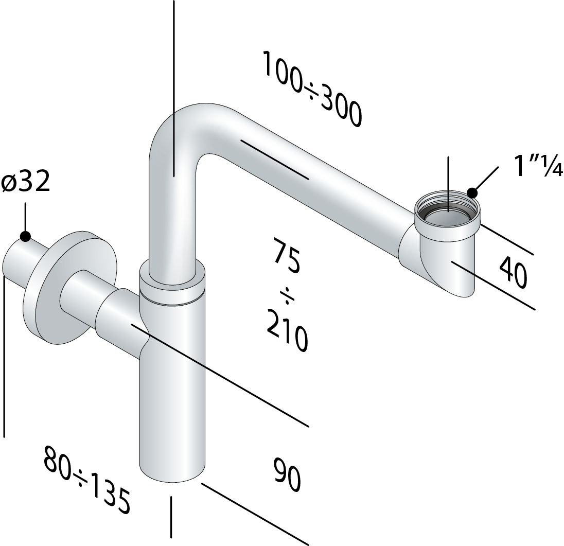 SIFONE TOTI-EXEC CROMATO- 11/4 x 32- TEA- pezzi 1