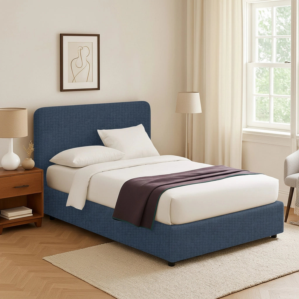 Slough, Letto Singolo Sfoderabile Made in Italy, blu