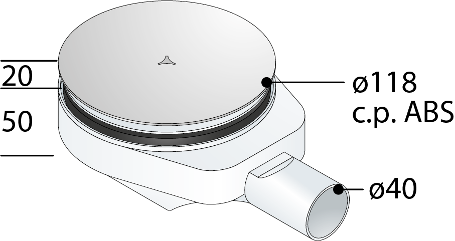 PILETTA SIFONATA IN PP PER PIATTI DOCCIA FORO D. 90 CONCITA- D. 115x40 Con griglia D.118- TEA- pezzi 1