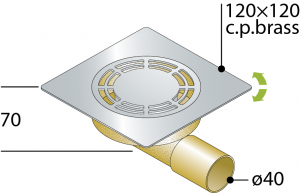 PILETTA PAVIMENTO QUADRA OTTONE CON GRIGLIA CLASSICA- Diam. 40- TEA- pezzi 1
