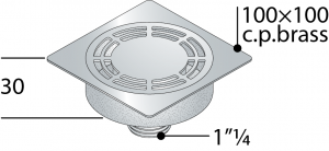 PILETTA PAVIMENTO OTTONE CON GRIGLIA QUADRA- 1 1/4- TEA- pezzi 2