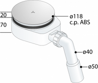 PILETTA SIFONATA PER PIATTO DOCCIA D. 90 PIATTELLO TONDO ALOHA- Diam. 90- TEA- pezzi 1