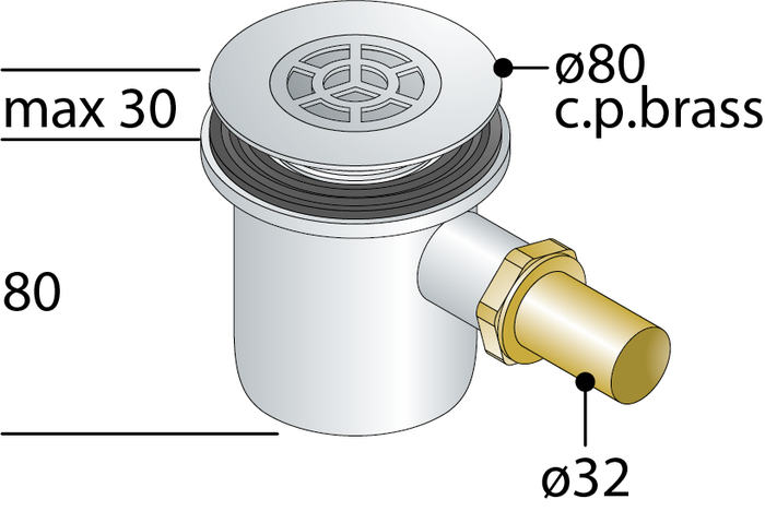PILETTA PIATTO DOCCIA SCATOLATA CON CODOLO- Diam. 80- TEA- pezzi 1