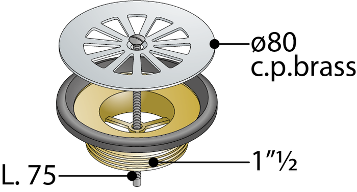 PILETTA DOCCIA OTTONE A GRIGLIA- Diam 80 x 11/2- TEA- pezzi 1