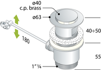 PILETTA  A LEVA SALTERELLO IN OTTONE CROMATO- 11/4 x 63- TEA- pezzi 1