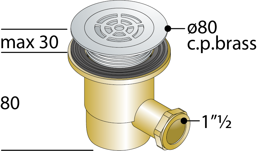 PILETTA PIATTO DOCCIA SCATOLATA EUROPA- Diam. 80 x 11/2- TEA- pezzi 1