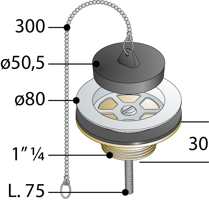 PILETTA UNIVERSALE GATTINARA 11/4- Diam. 80 x 11/4- TEA- pezzi 1