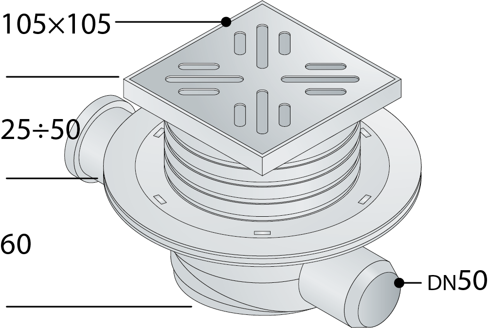 SIFOIDE PAVIMENTO IN ABS 2 ENTRATE- 105 X D.40- TEA- pezzi 1
