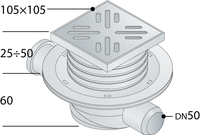 SIFOIDE PAVIMENTO IN ABS 2 ENTRATE- 105 X D.40- TEA- pezzi 1