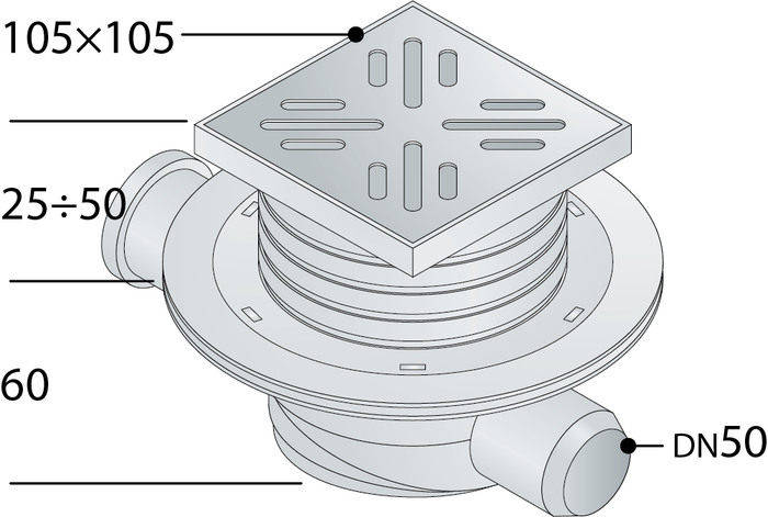 SIFOIDE PAVIMENTO IN ABS 2 ENTRATE- 105 X D.40- TEA- pezzi 1