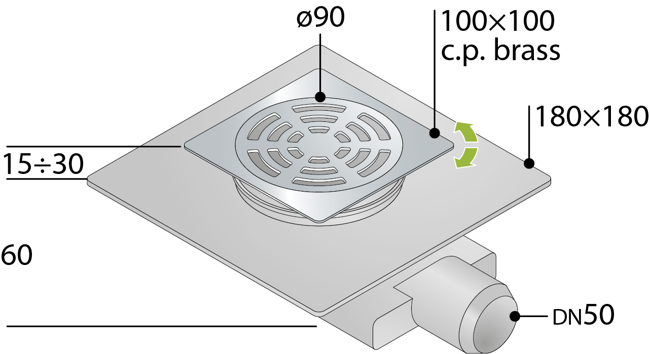 PILETTA PER SCARICO A PAVIMENTO TIRANA DRY- cm 10X10- TEA- pezzi 1