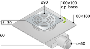 PILETTA PER SCARICO A PAVIMENTO TIRANA DRY- cm 10X10- TEA- pezzi 1