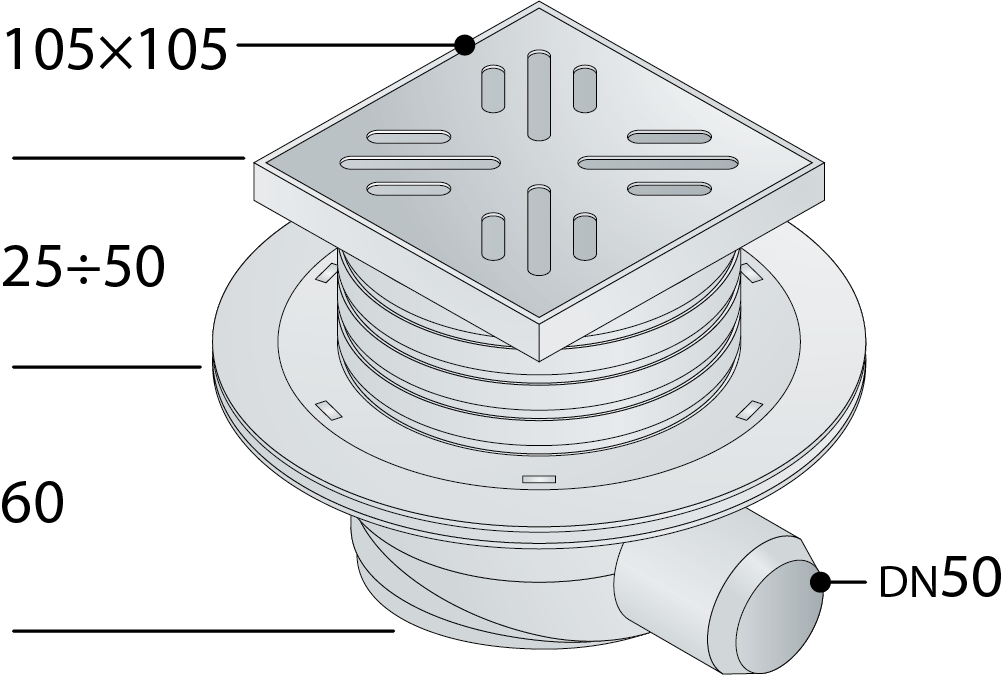 SIFOIDE PAVIMENTO IN ABS- 105 x D. 40- TEA- pezzi 1