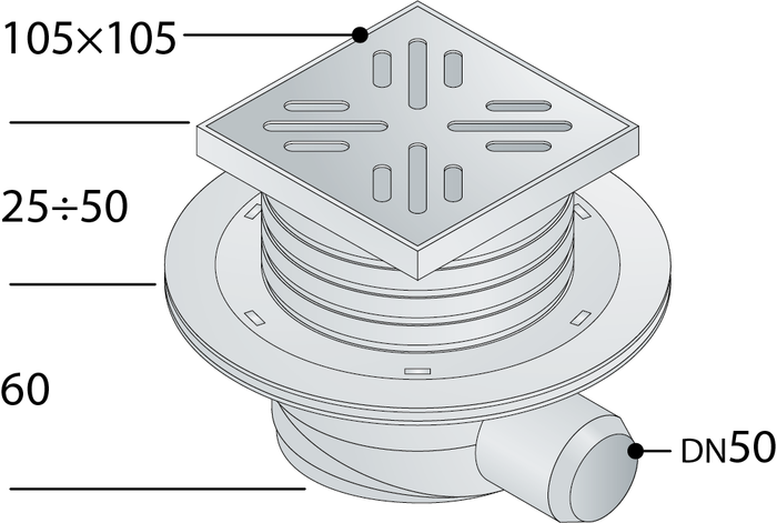 SIFOIDE PAVIMENTO IN ABS- 105 x D. 40- TEA- pezzi 1