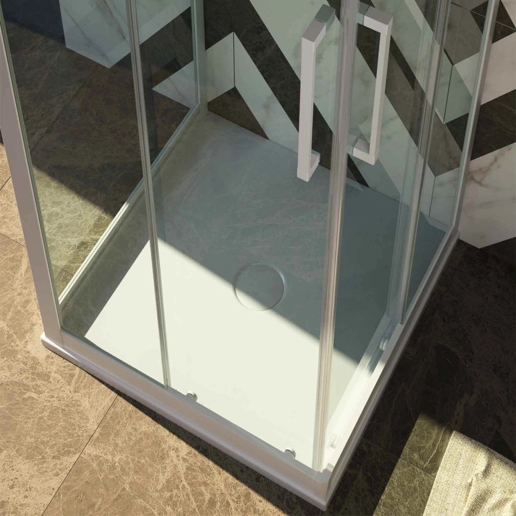 Box Doccia 3 Lati in PVC 80x120 CM H 200 Vetro Trasparente Profilo Bianco mod. Lite