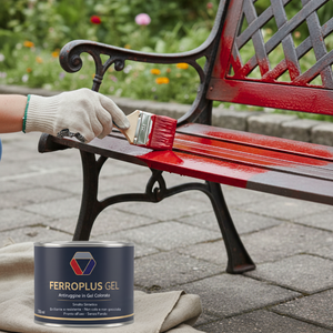 Kit 3 pezzi ferroplus gel smalto sintetico antiruggine rosso fuoco 750 ml