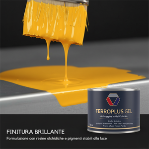 Kit 3 pezzi ferroplus gel smalto sintetico antiruggine giallo segnale 750 ml