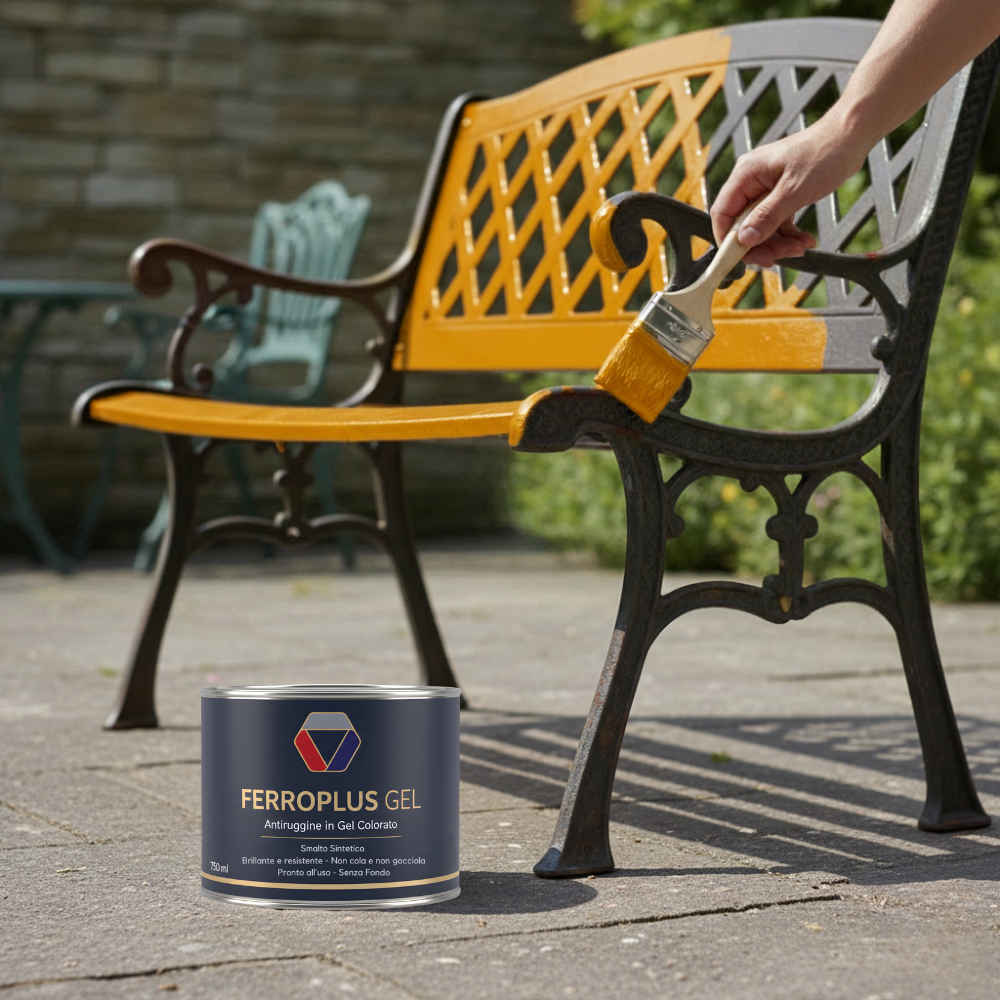 Kit 3 pezzi ferroplus gel smalto sintetico antiruggine giallo segnale 750 ml
