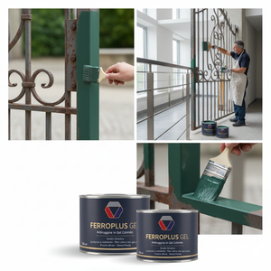 Kit 3 pezzi ferroplus gel smalto sintetico antiruggine verde muschio 750 ml