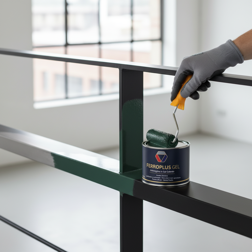 Kit 3 pezzi ferroplus gel smalto sintetico antiruggine verde muschio 750 ml