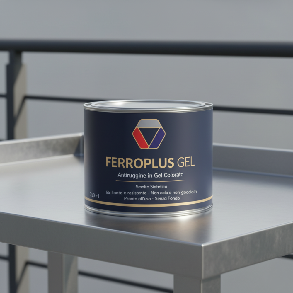 Kit 3 pezzi ferroplus gel smalto sintetico antiruggine grigio grafite 750 ml