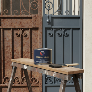 Kit 3 pezzi ferroplus gel smalto sintetico antiruggine grigio grafite 750 ml