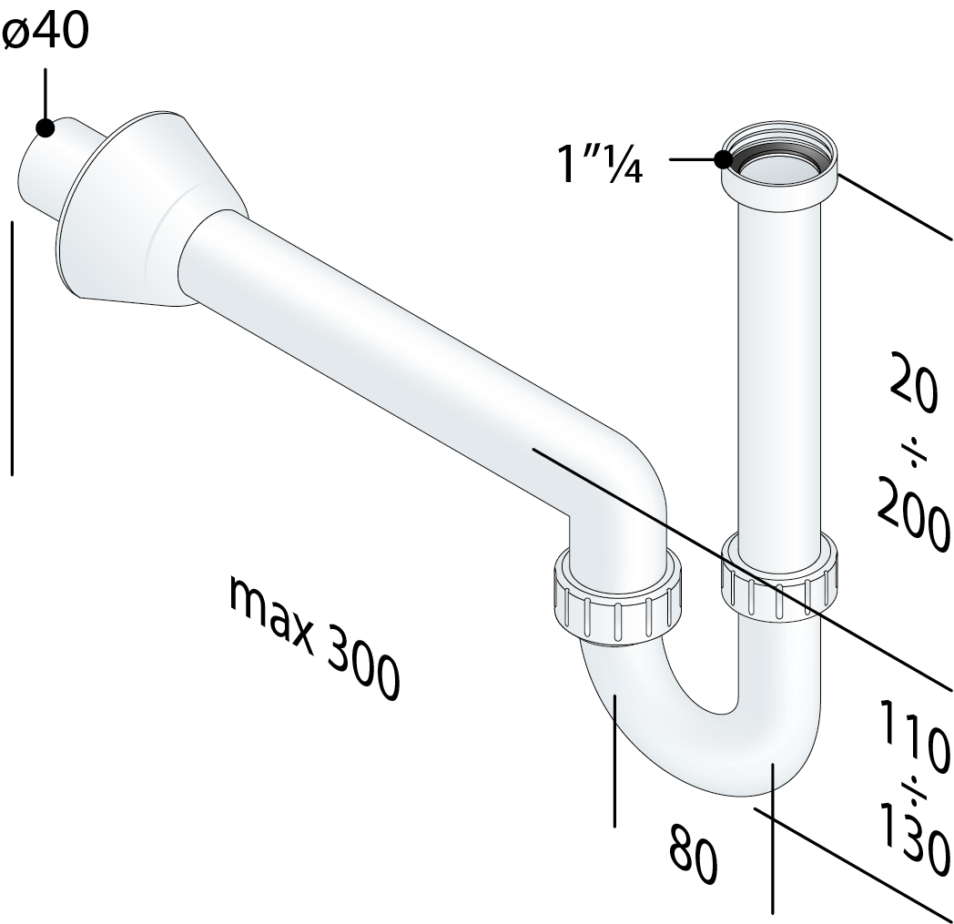 SIFONE ALTA QUALITA' - MOD. U IN OTTONE UNI EN 274- 11/4 x 32- TEA- pezzi 1